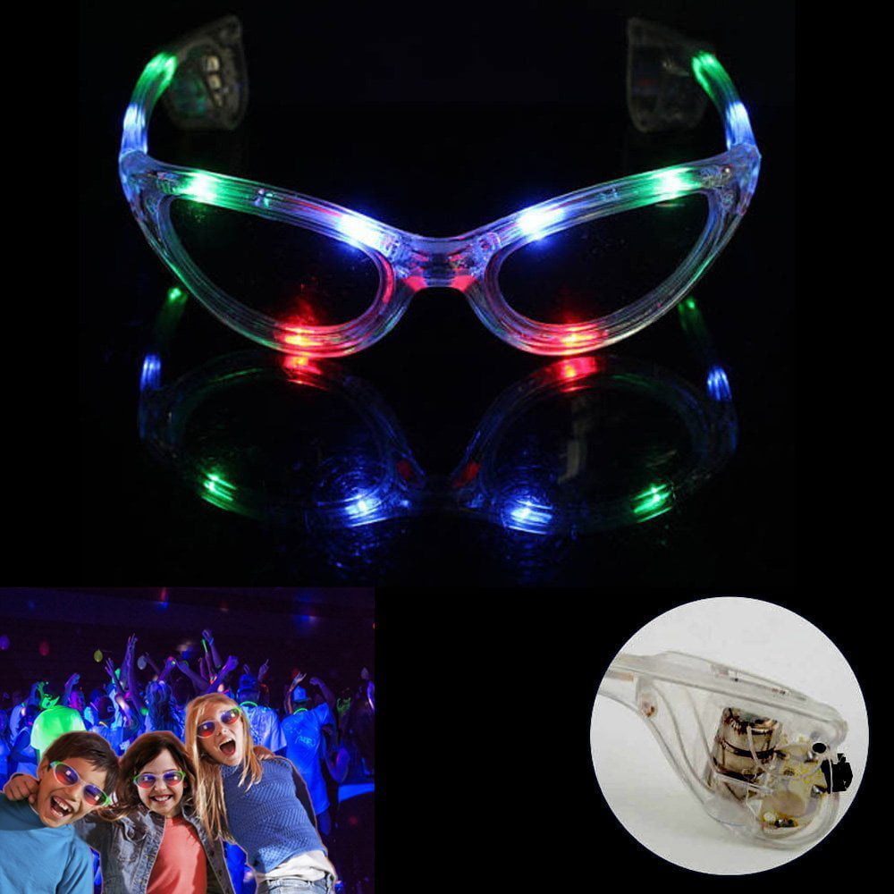 dazzling toys Flashing Multi-Color Sunglasses Thick Plastic Framed Blinking Sunglasses 1 Piece per Pack 