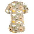 thumbnail image 5 of LHVUOA Floral Scrubs for Women Stretch Kids Friendly Soft Comfy Short Sleeve Slant Collar Shirts Comfy Working Uniforms with Pockets, 5 of 5