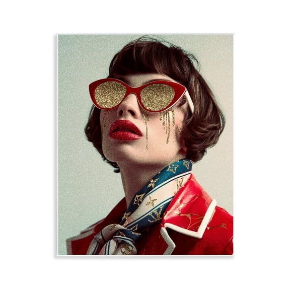 Stupell Industries Retro Woman with Glam Tears People Painting Unframed Art Print Wall Art, 11 x 14