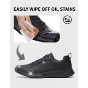 SPIEZ Men's Non-Slip Work Shoes, ASTM F2892 Certified Waterproof Oil-Resistant Safety Sneakers for Food Service, Warehouse & Outdoor - Black, Size 12