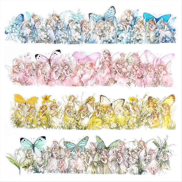 Flower Fairy Stickers Set - 160 Pcs Transparent PET Floral Stickers