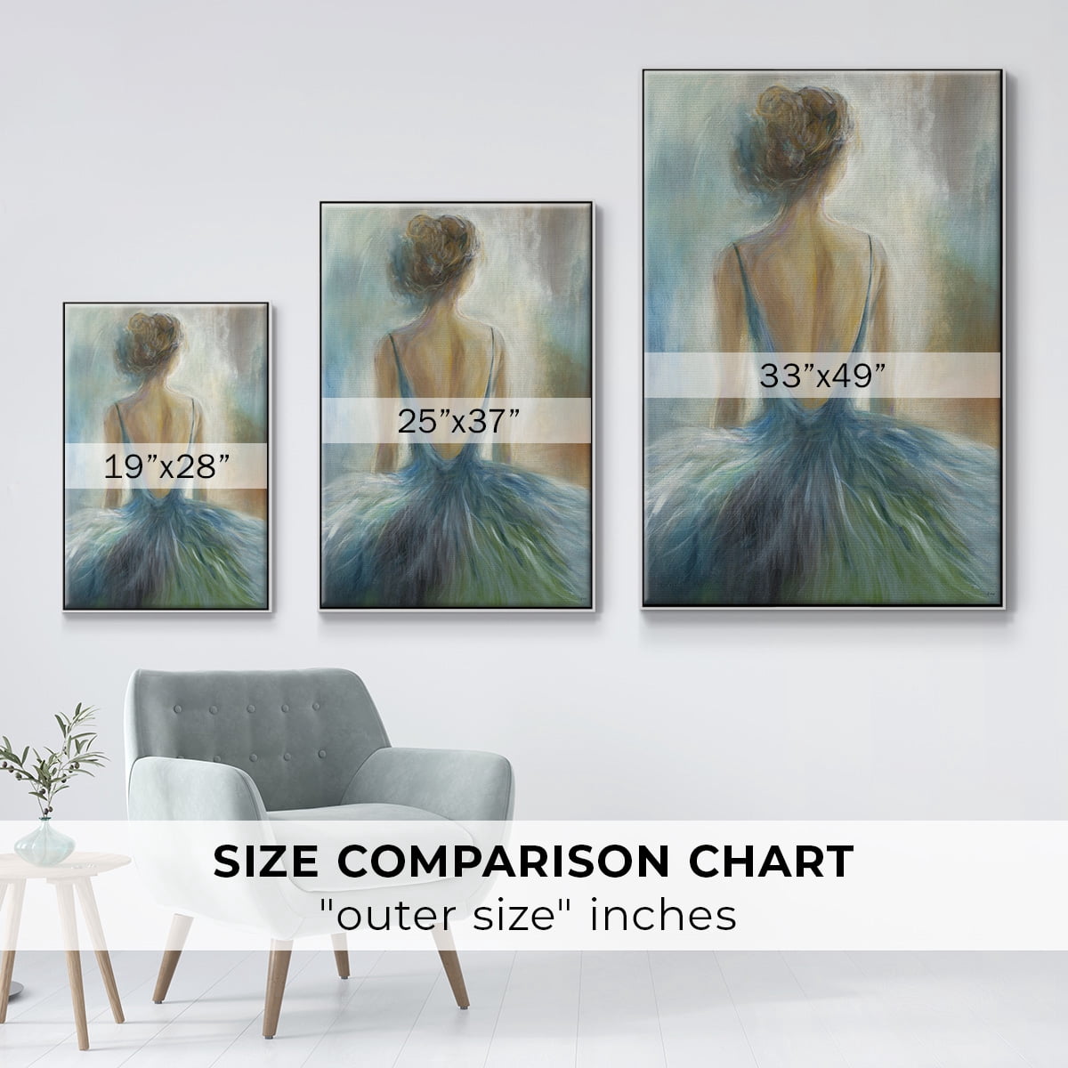 Lady in Blue Framed Premium Gallery Wrapped Canvas - Ready to Hang - 25 x 37 - White Floating Frame