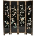 thumbnail image 2 of Oriental Furniture 6 ft. Tall Lacquer Birds and Flowers Room Divider - 4 Panel, 2 of 6