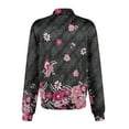 thumbnail image 5 of IYYVV Women's Ultra Soft Stretch Zip Up Scrub Jacket Floral Print Long Sleeve Scurbs Tops Dark Gray 2XL, 5 of 5