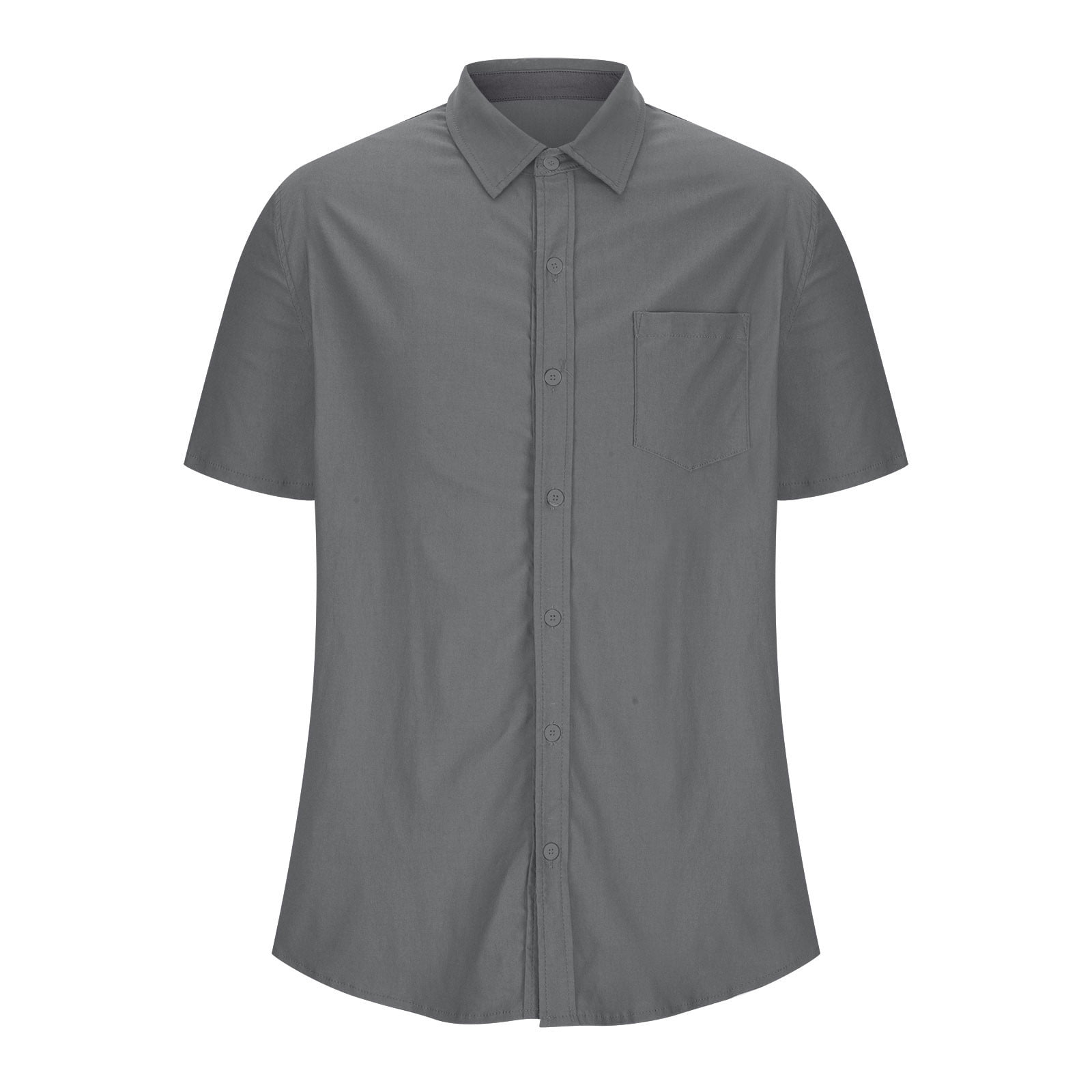Yaoyar Men's Short Sleeve Turndown Collar Shirts Wrinkle