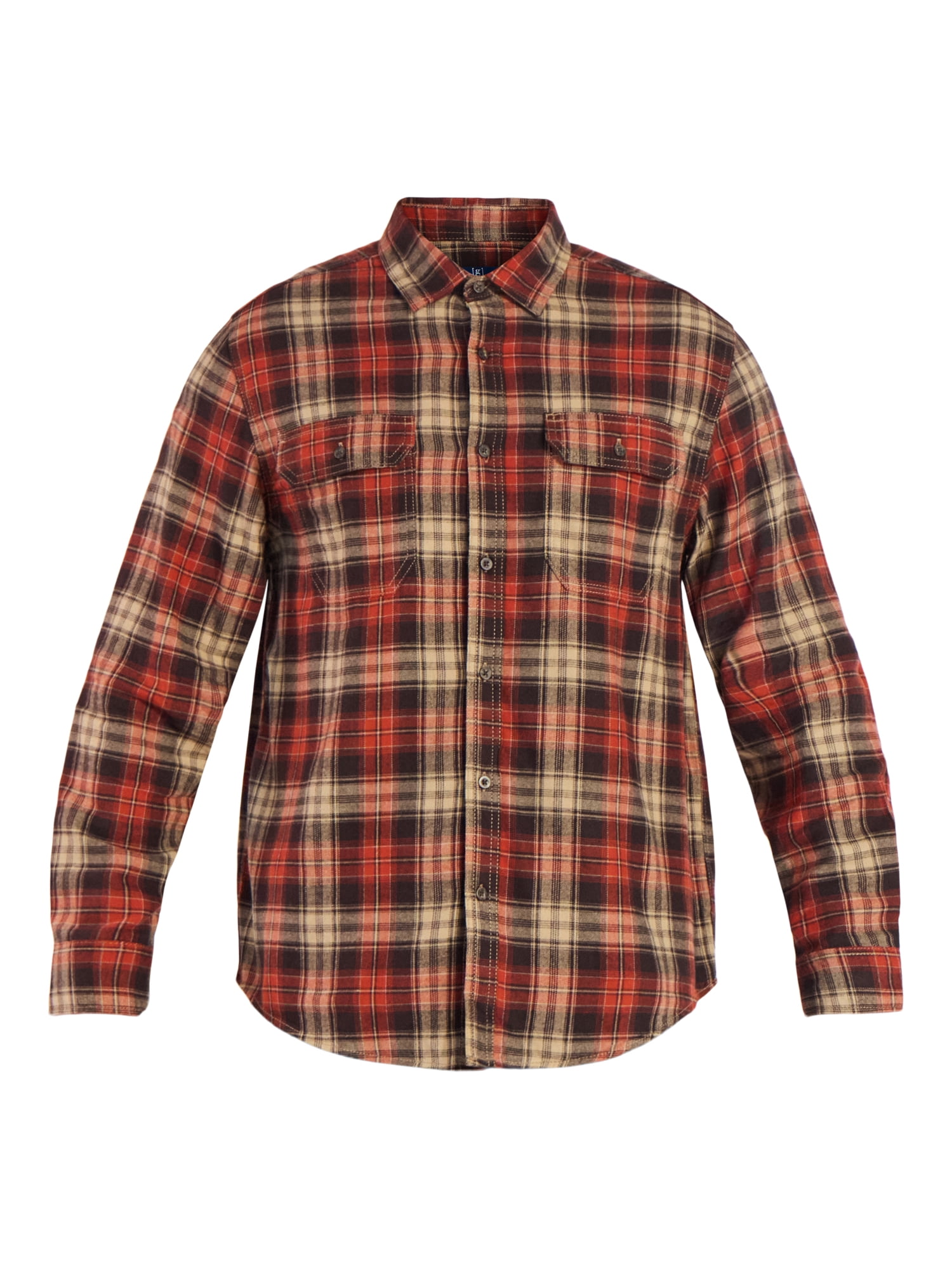 George Men's & Big Men's Relaxed Fit Double Pocket Flannel Shirt, Sizes XS-3XLT