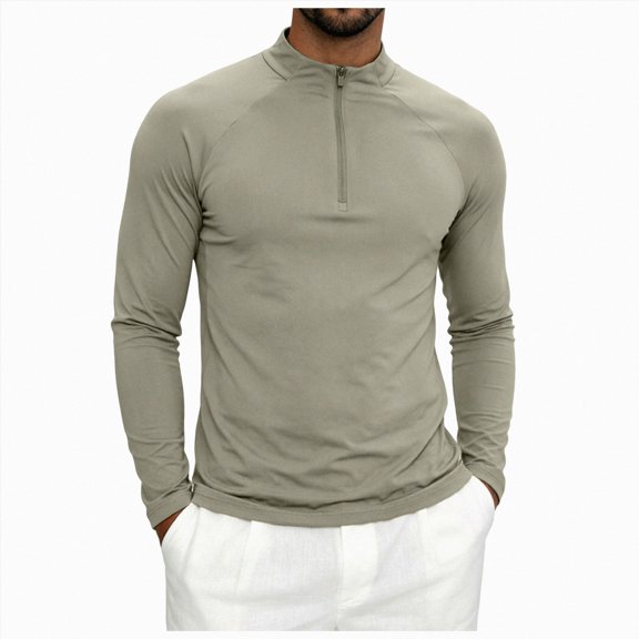 Linfrsh Men Long Sleeve Shirt Quarter Zip Pullover for Men Mock Neck Sweatshirt Lightweight Men's Long Sleeve Golf Shirt