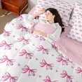 thumbnail image 4 of Manfei Cute Bowknot 7-Piece Bedding Comforter Set,Kawaii Bowtie Bow King Bedding Sets,Pink Loves Pattern Bed Sheets For Girl,Breathable Home Decor Reversible, 4 of 8