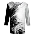 thumbnail image 4 of ICHUANYI Clearance Women's Fashion Printed Loose T-shirt 3/4 Sleeves Blouse Round Neck Casual Tops(White, XXL) ICHUANYI WER2023081110461, 4 of 5