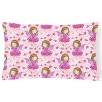 Watercolor Fairy Princess on Pink Canvas Fabric Decorative Pillow - 12 x 16 in.