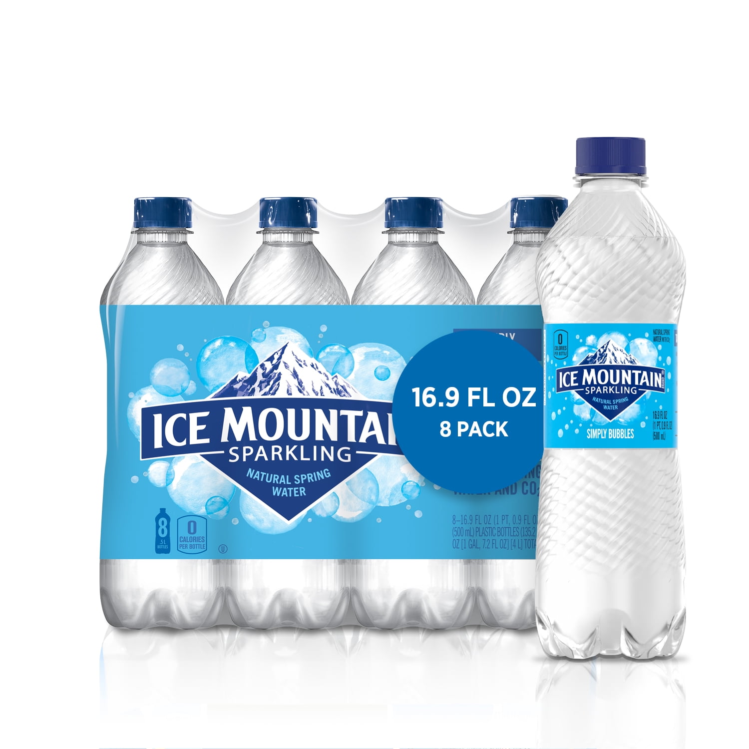 Ice Mountain Sparkling Water, Simply Bubbles, 16.9 oz. Bottles (8 Count