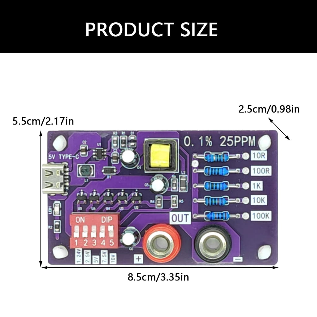 JZROCKER Voltages Resistance Reference Module 1.24V/2.5V/7.5V/5V/10V 5 Speed 100R/1K/10K/100K Reference Multimeter Calibration