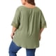 thumbnail image 3 of Blusas Casuales de Manga Corta de Encaje de Talla Grande para Mujeres Agnes Orinda, Cuello Redondo, 4X, Verde Ejército, 3 of 6