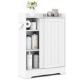 thumbnail image 6 of Slim Over-The-Toilet Storage Cabinet, White Bathroom Organizer with 2 Sliding Doors, 2 Adjustable Shelves, Toilet Paper & Brush Holder, Space-Saving Narrow Storage for Small Bathroom, 6 of 10