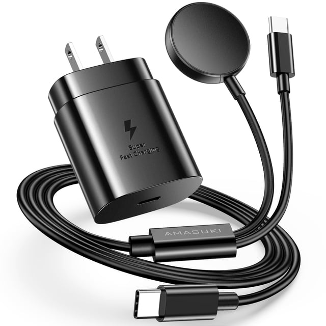 Cargador 2 en 1 Amasuki para Samsung Watch, 25 W, USB C, carga rápida