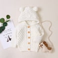thumbnail image 6 of Chenyin Newborn Boys Girls Hooded Sweaters Cardigan for Baby Toddler Unisex Solid Color Knitting Tops Fall Winte Button Knit Coat Outwear Jacket for 3M-2T, 6 of 9