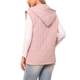 thumbnail image 3 of Chaleco Puffer Oversized sin mangas para mujer, chaleco acolchado con capucha y cremallera, color rosa, 3 of 6