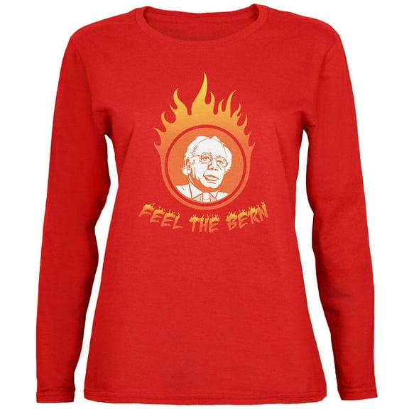 Election 2016 Bernie Sanders Feel The Bern Red Womens Long Sleeve T-Shirt - Large