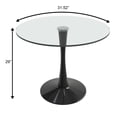 thumbnail image 6 of LeisureMod Round Dining Table Modern 31" Glass Tabletop with Black Steel Pedestal Base for Kitchen and Living Room Bristol Series, 6 of 6