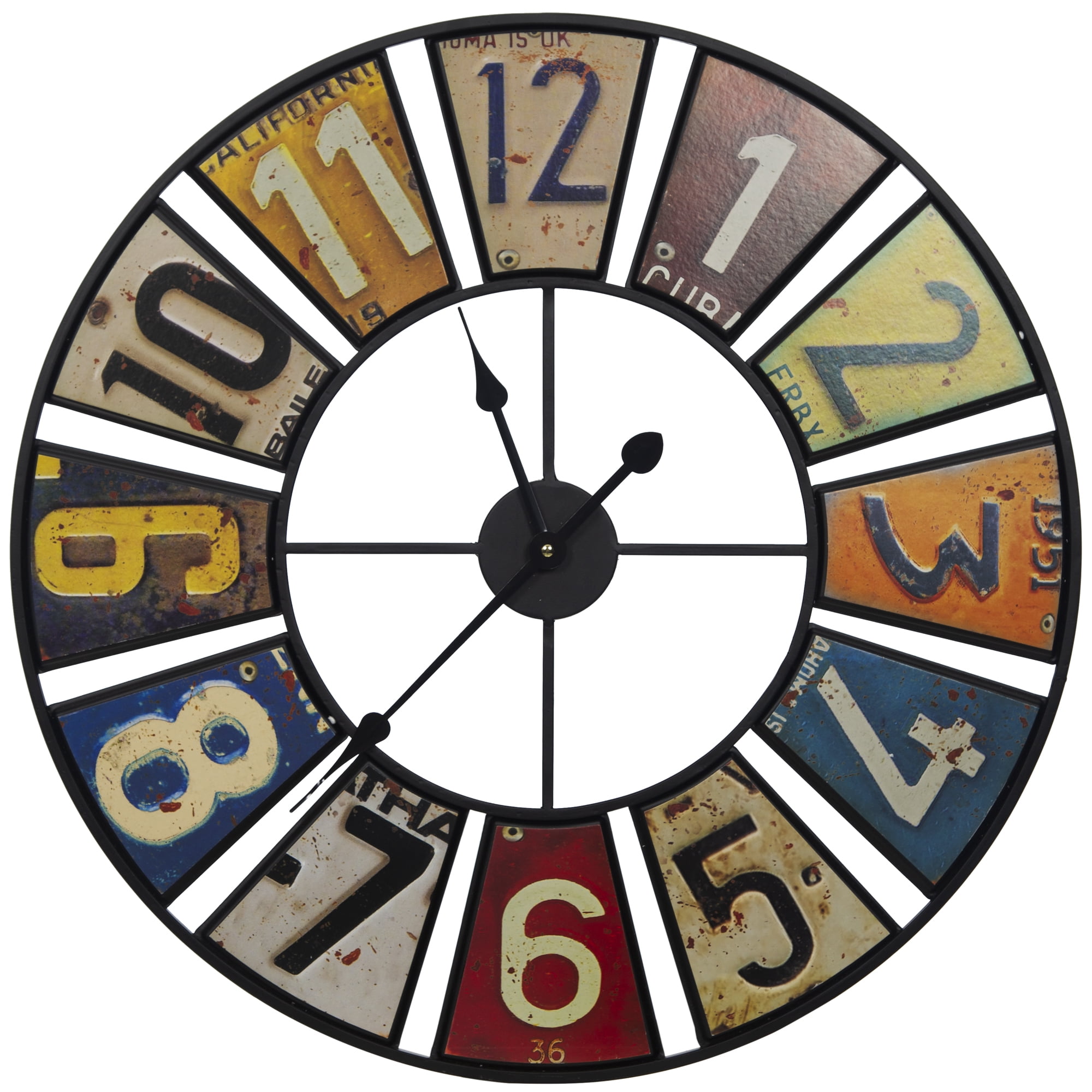 Gallery Solutions 24" Vintage License Plates Round Wall Clock