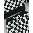thumbnail image 4 of Toddler Baby Boy Girl Fall Winter Clothes Checkerboard Plaid Hoodie Sweatshirt Tops Elastic Waist Pants Set 2PCS Outfit, 4 of 6