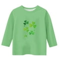 thumbnail image 3 of Green Girls St Patricks Day Lucky Clover Graphic Tee 3/4 Sleeve Soft Stretch Casual T-Shirt for Kids Girls 4-12 Years Polyester Spandex Relaxed Fit,Size 7-8T, 3 of 4