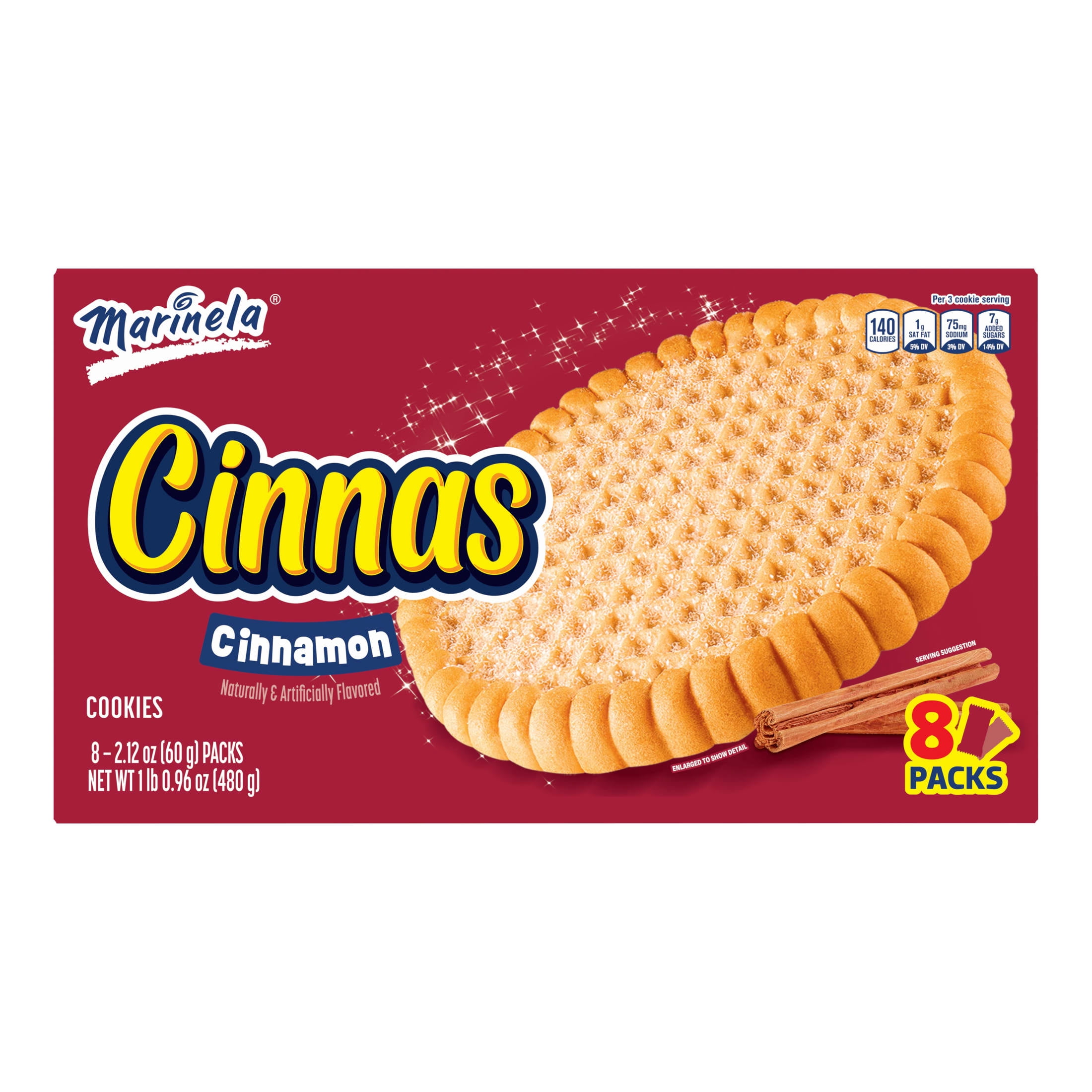 Marinela Cinnas Cinnamon Cookies, 8 packs, Cookies, 16.96 oz Multipack