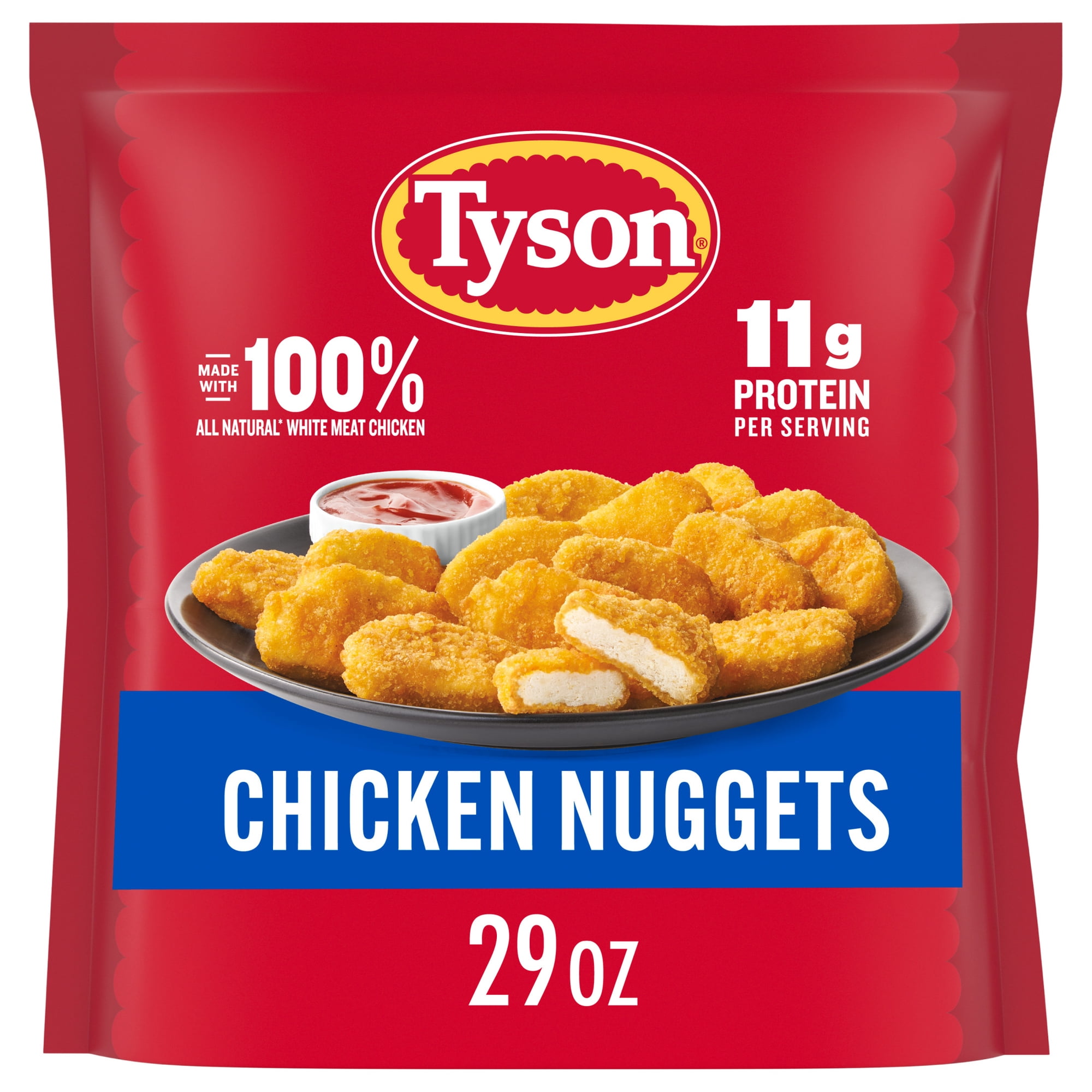 Tyson Frozen White Meat Chicken Nuggets, 29 oz, 11g Protein per Serving (Fully Cooked)