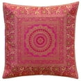 thumbnail image 2 of DK Homewares Boho Decorative Accent Throw Pillow Covers 16 x 16 Inch Brocade Jacquard Mandala Ethnic Square Sofa Cushion Covers (Size - 40x40 cm ; Color: Magenta & Gold ) - Set of 4 Pcs (Cover Only), 2 of 3