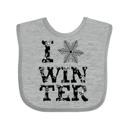 

Inktastic I Love Winter- black and white snowflakes Gift Baby Boy or Baby Girl Bib