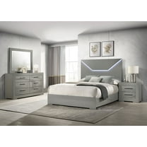 Ives 4-piece Eastern King Bedroom Set Grey High Gloss