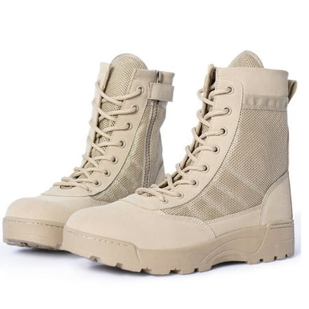 TOMITANY Ultralight Mens Duty Boots Tactical Work Boots Outdoor Hiking Motorcycle Boots Sand 9
