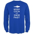 thumbnail image 1 of Shark Keep Calm and Swim Fast Royal Adult Long Sleeve T-Shirt, 1 of 1
