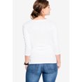 thumbnail image 2 of ellos Women's Plus Size Three-Quarter Sleeve Scoop Neck Tee - 34/36, White, 2 of 4