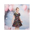 thumbnail image 4 of Sunny Fashion Girls Dresses Short Sleeve Black With Colorful Cat Print Casual Daily Wear Dress 4 Years, 4 of 7