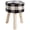 Black, variant on Buffalo Check Round Footstool Ottoman with Wood Legs - 16"H