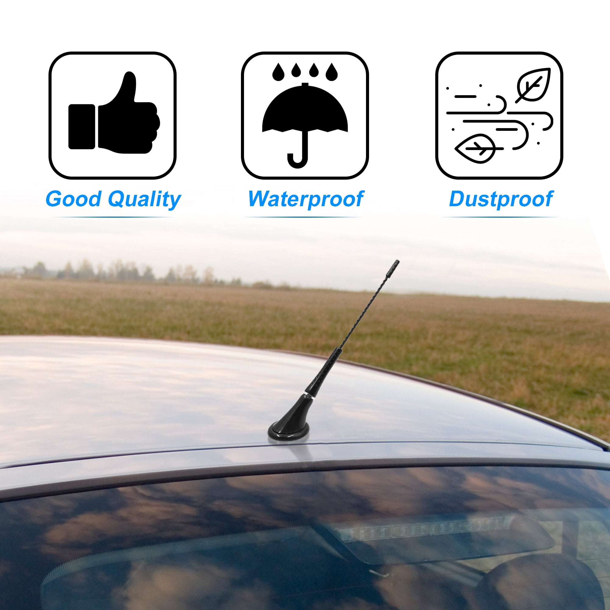 Unique Bargains Black Adhesive Base Car Decorative Antenna Universal Waterproof