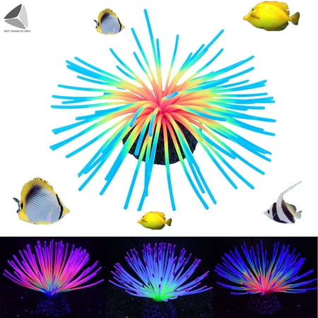 UPC: 0840271586854 | Sixtyshades Artificial Silicone Imitative Rainbow Urchin Ball with Glowing Effect for Aquarium Fish Tank (Purple)