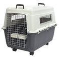 thumbnail image 2 of SportPet Designs Plastic Kennels Rolling Plastic Wire Door Travel Dog Crate- Large Kennel, Gray, 2 of 4
