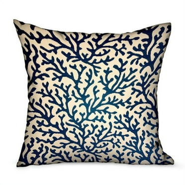 24 x 24 in. Sapphire Vines Blue & Cream Floral Luxury Throw Pillow