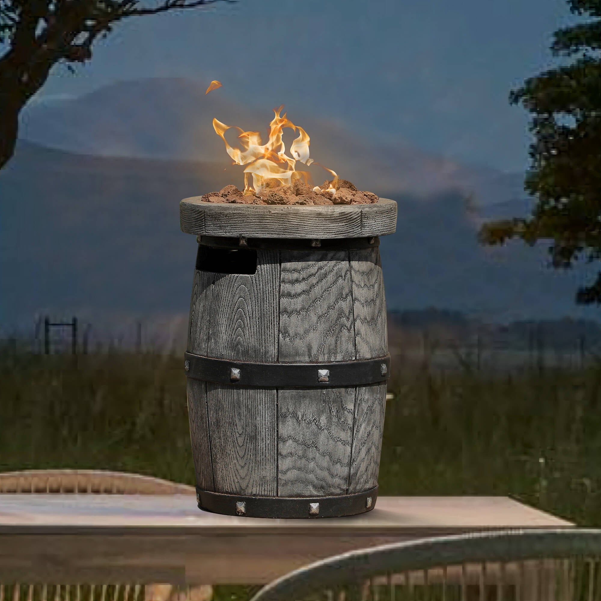 Outdoor 10Inch Portable Concrete Propane Tabletop Fire Pit