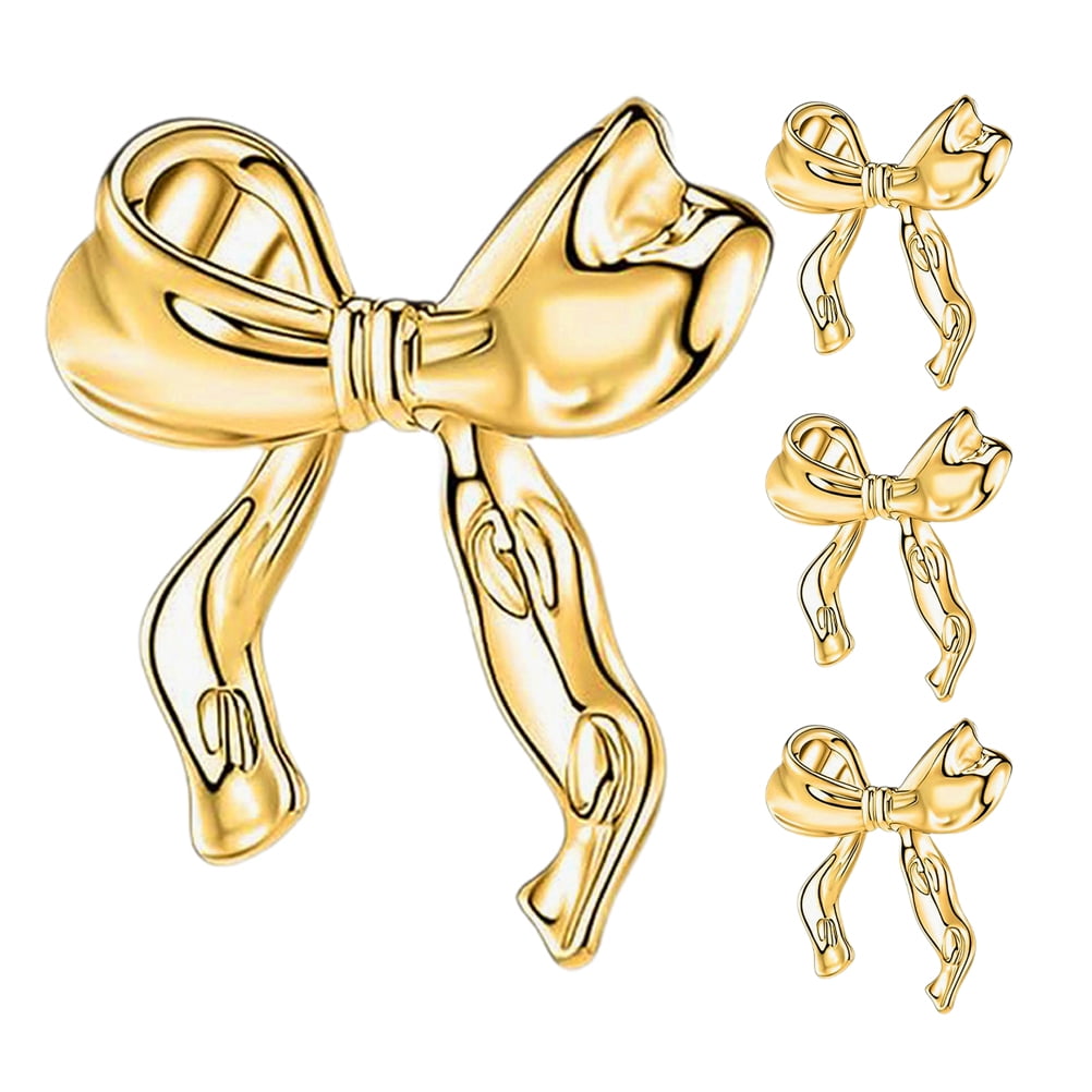 Cute Bow Stud Earrings For Women – Gold & Silver Shiny Ribbon Knot Earrings, Dainty Everyday Jewelry Gift