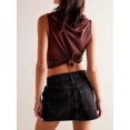 thumbnail image 5 of Women'S High Waisted Button Front Denim Skort Asymmetrical Hem Skirt Shorts Black M, 5 of 7