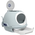 thumbnail image 1 of PawHut Enclosed Cat Litter Box with Lid, Scoop, Front Door, Skylight, Blue, 1 of 9