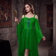 thumbnail image 6 of OSOLU Women's Halloween Dress Off Shoulder Flare Bell Sleeve Lace Up Front High Low Hem Long Dresses, Green, 6 of 7
