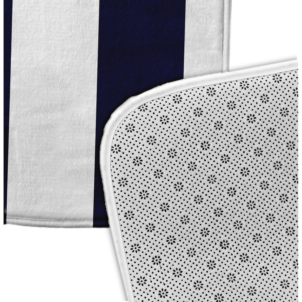Simply Daisy 34" x 21" Plush Microfiber Blue Vertical Stripes Bath Mat