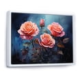 thumbnail image 2 of Designart "Dreamy Pink Rose Minimalism IV" Roses Floater Framed Wall Art Living Room, 2 of 5