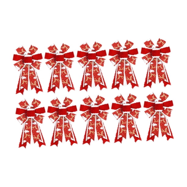 10 piezas de lazos de cinta de Navidad rojos, lazo de cinta, decoración de de Navidad para envolver regalos, baby shower, coronas de Navidad