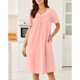 thumbnail image 3 of Ekouaer Nightgowns for Women Cotton House Dress with Pockets Short Sleeve Mumu Dress Embroidered Lounge Dress, 3 of 6