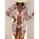 thumbnail image 4 of Traje de baño de bikini de 3 piezas con estampado floral y tirantes finos para mujer con cubierta para playa Rosa L, 4 of 5